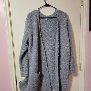 Halogen Fuzzy Cozy Heather Gray Cardigan